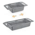Sliding Colander with Handles in Dark Grey