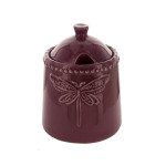 Ceramic Lidded Sugar Container with Dragonfly