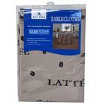 60" X 60" Orange Coffee Design PEVA Tablecloth with Flannel Backing