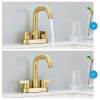 Bathroom Faucet 2 Handle 4 Inch Centerset Bathroom Sink Faucets 3 Hole with Pop Up Drain and Water Supply Lines, Brushed Gold