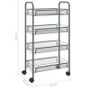 4-Tier Kitchen Trolley Gray 18.1"x10.2"x33.5" Iron