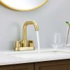 Bathroom Faucet 2 Handle 4 Inch Centerset Bathroom Sink Faucets 3 Hole with Pop Up Drain and Water Supply Lines, Brushed Gold