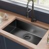 Aqucubic Gunmetal Black Handmade 304 Stainless Steel Undermount Kitchen Sink with Accessories and faucet