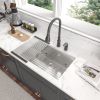 Undermount Kitchen Sink Single Bowl 16 Gauge Stainless Steel Gunmetal Black Workstation Sink